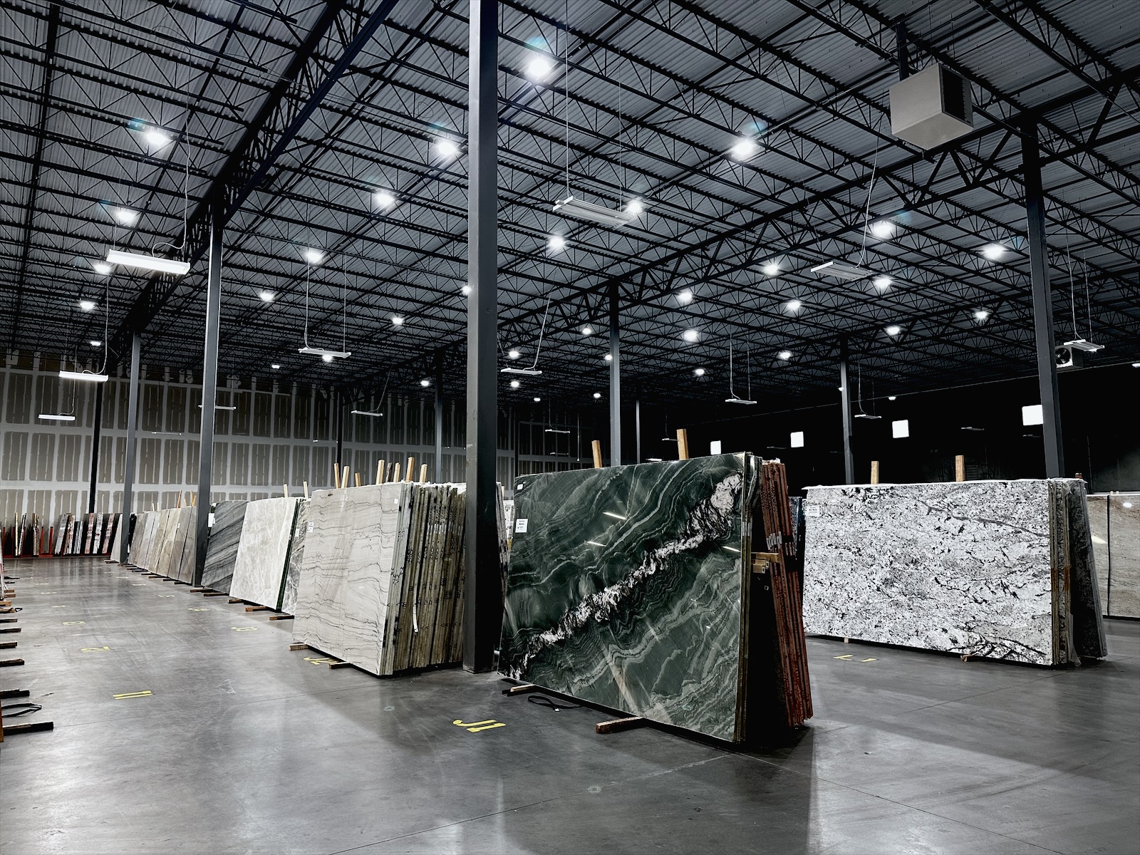 Slabs of quartzite, marble and granite at the Francini showroom in Raleigh